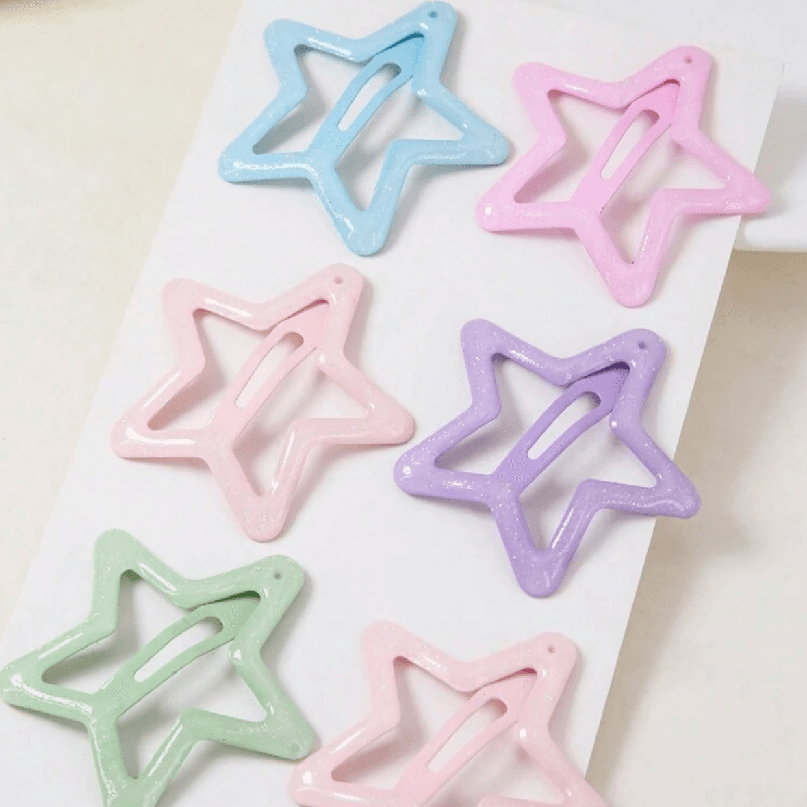 15pcs - Set of Star Shiny Hair Clips - Multicolor 