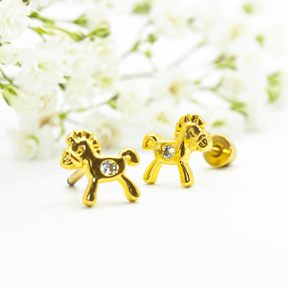 Earrings Ear Sense Baby B11 Gold Pony Stud Earrings 8mm