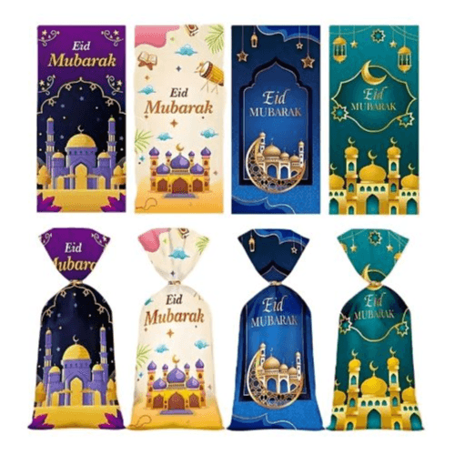 50pcs Eid Mubarak Party Favor Gift Bags - Ramadan Goodie Bags (13cm*27.25cm)