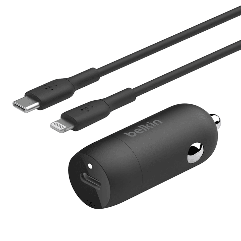شاحن سيارة بيلكين بوست USB-C مع موصل لايتنينج 30 واط