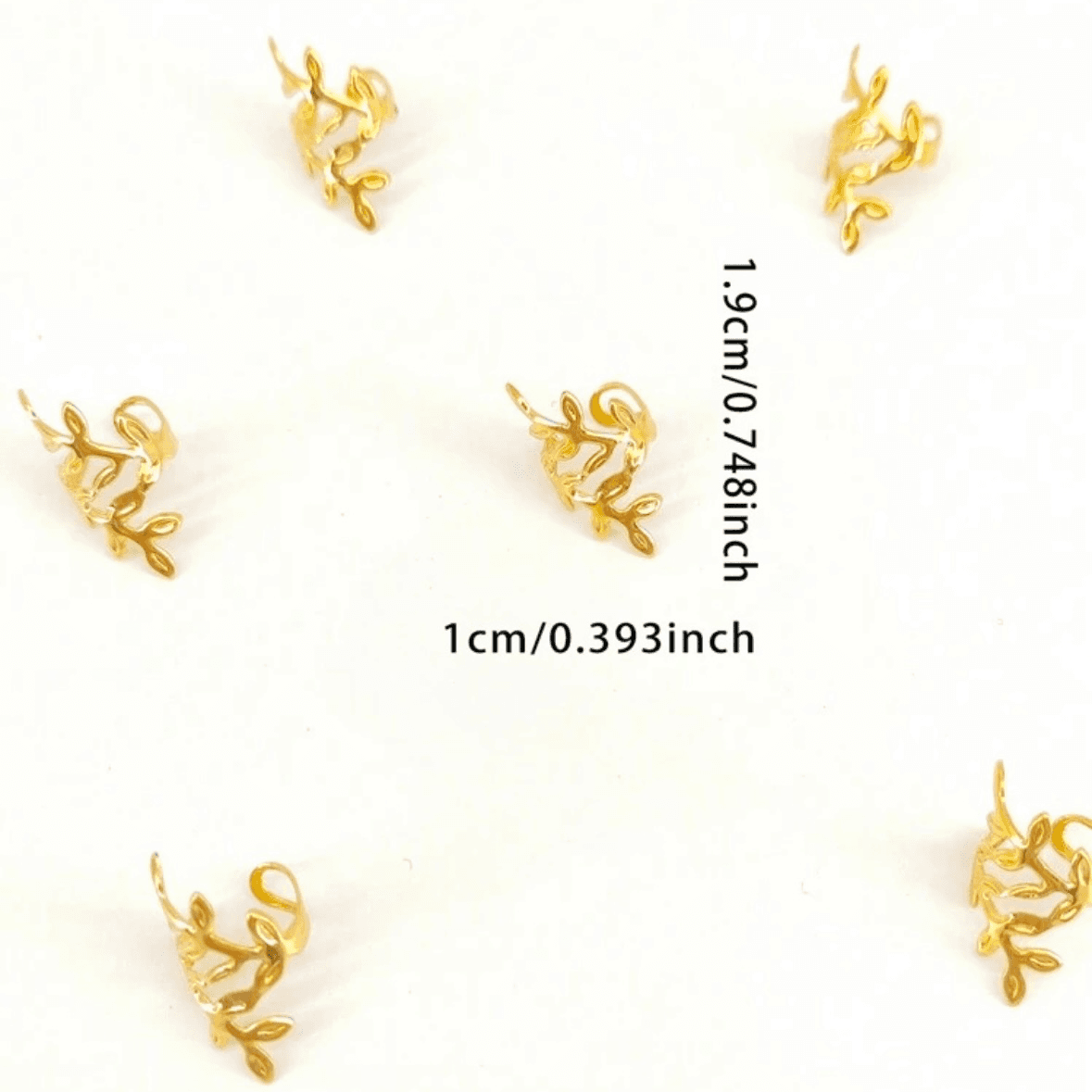 40Pcs - Leaf Shaped Hair Rings - Gold