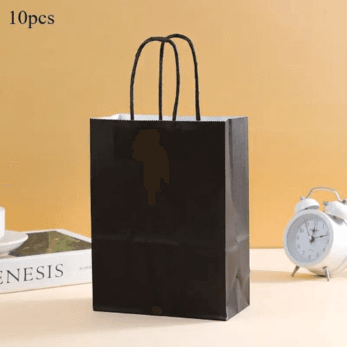 10pcs Reusable Gift Bags With Handles 16x22x8 – Small Paper Bags (Black)