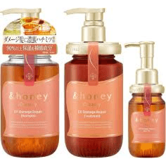 مجموعة شامبو وزيت علاج الشعر الكريمي لإصلاح التلف من &HONEY للشعر التالف
