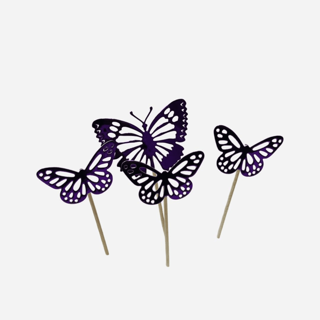 Handmade Purple Butterfly Cake Topper 12 Pieces