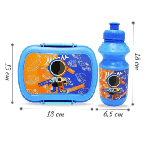 Eazy Kids Set of Lunch Box & Water Bottle (Dark blue )