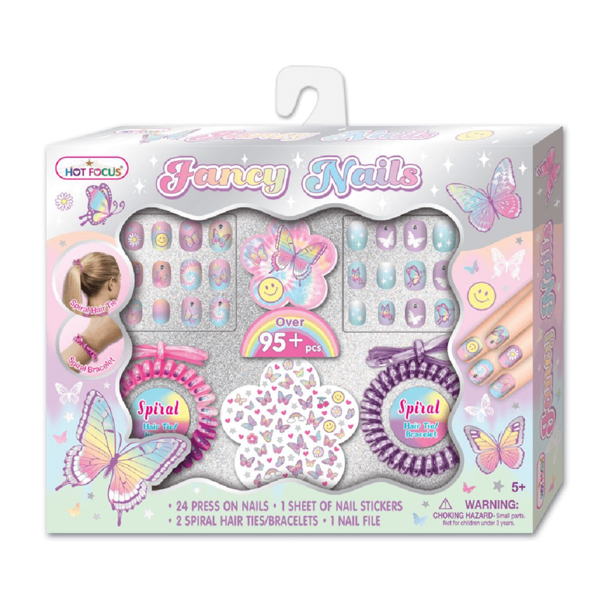 Hot Focus - Fancy Nails Tie Dye Butterfly (28-Piece)