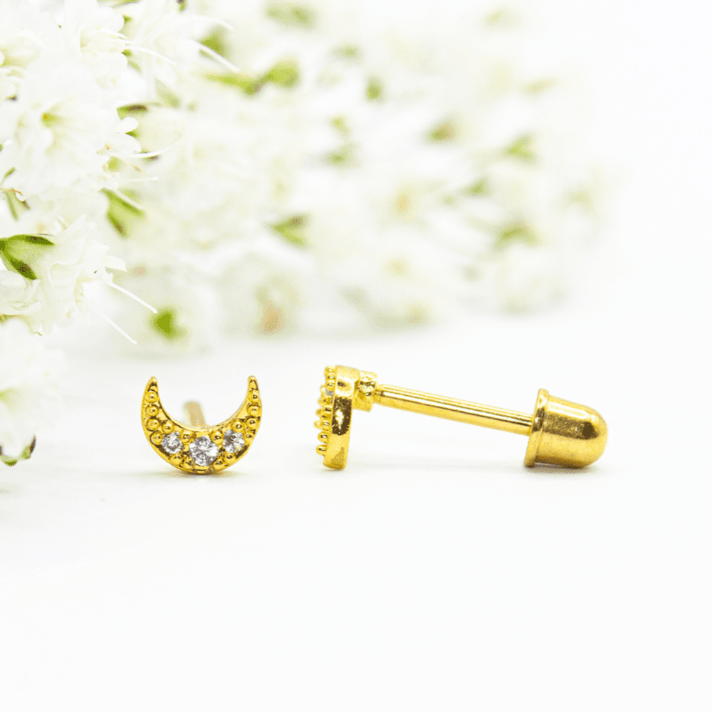 Earrings Ear Sense Baby B8 Gold Crescent Moon Studs 5mm