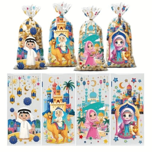 50-Pack Ramadan Castle Party Favor Bags with Handles (12.5cm*27cm)