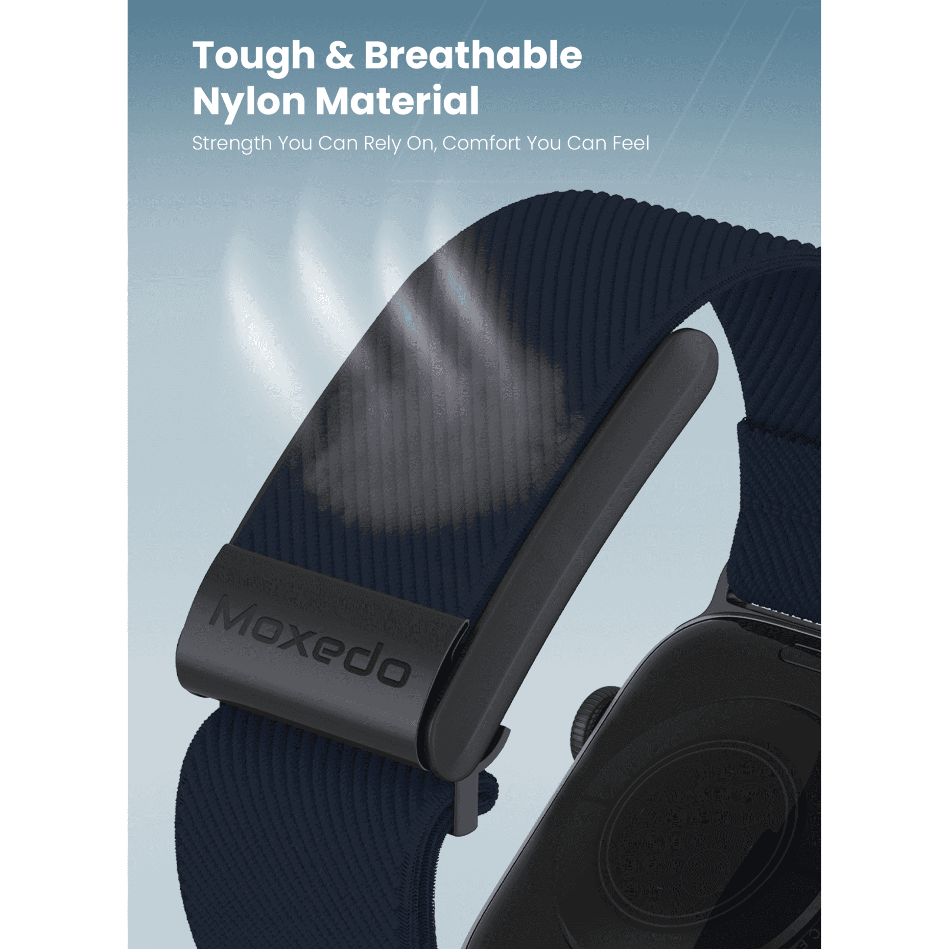 Moxedo Hybrid Fit-Weave Nylon Braided Band Adjustable Replacement Strap Compatible for iWatch and Whoop 4.0 Wearable Health and Fitness Tracker - BLUE