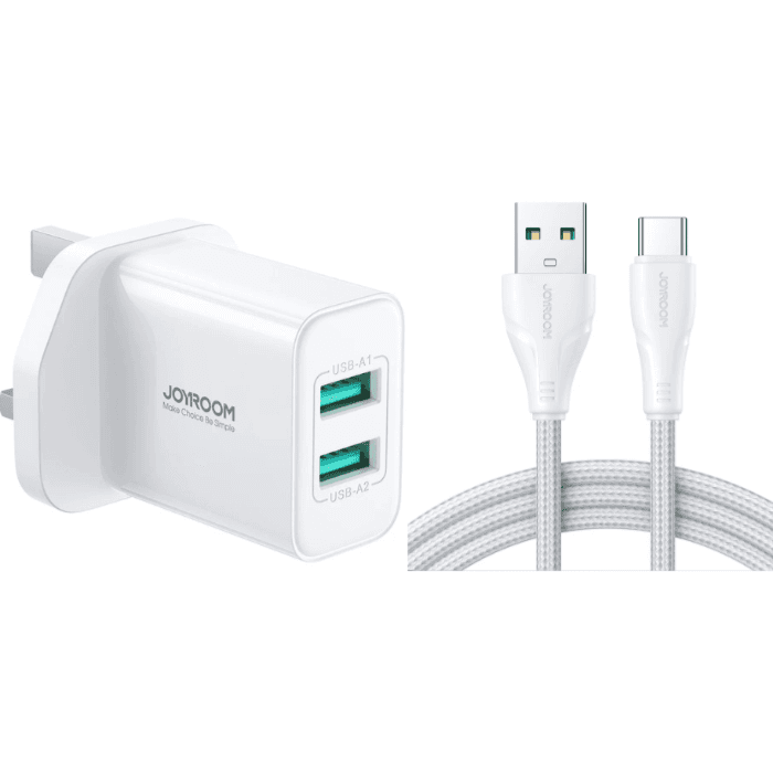 10.5W Dual Port Adapter With Cable Type-C White