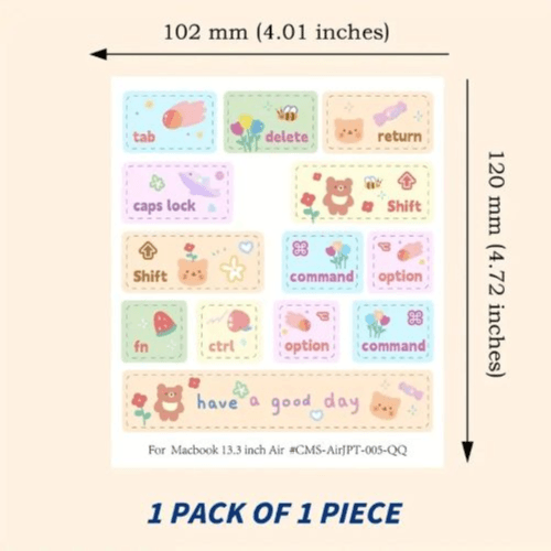 Cartoon Animal Vinyl Keyboard Stickers – Matte, Reusable