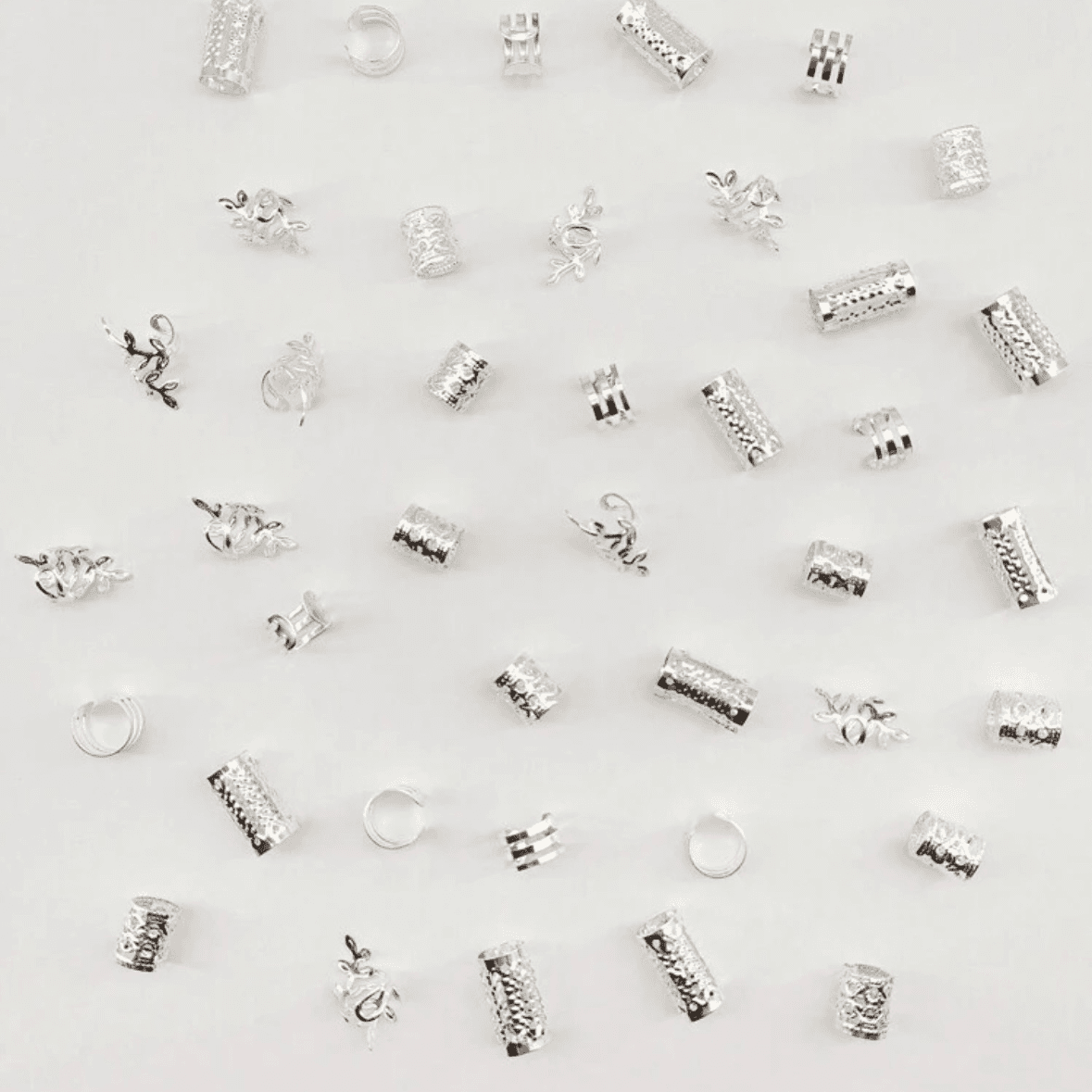 40Pcs -  Mix Hair Rings - Silver 