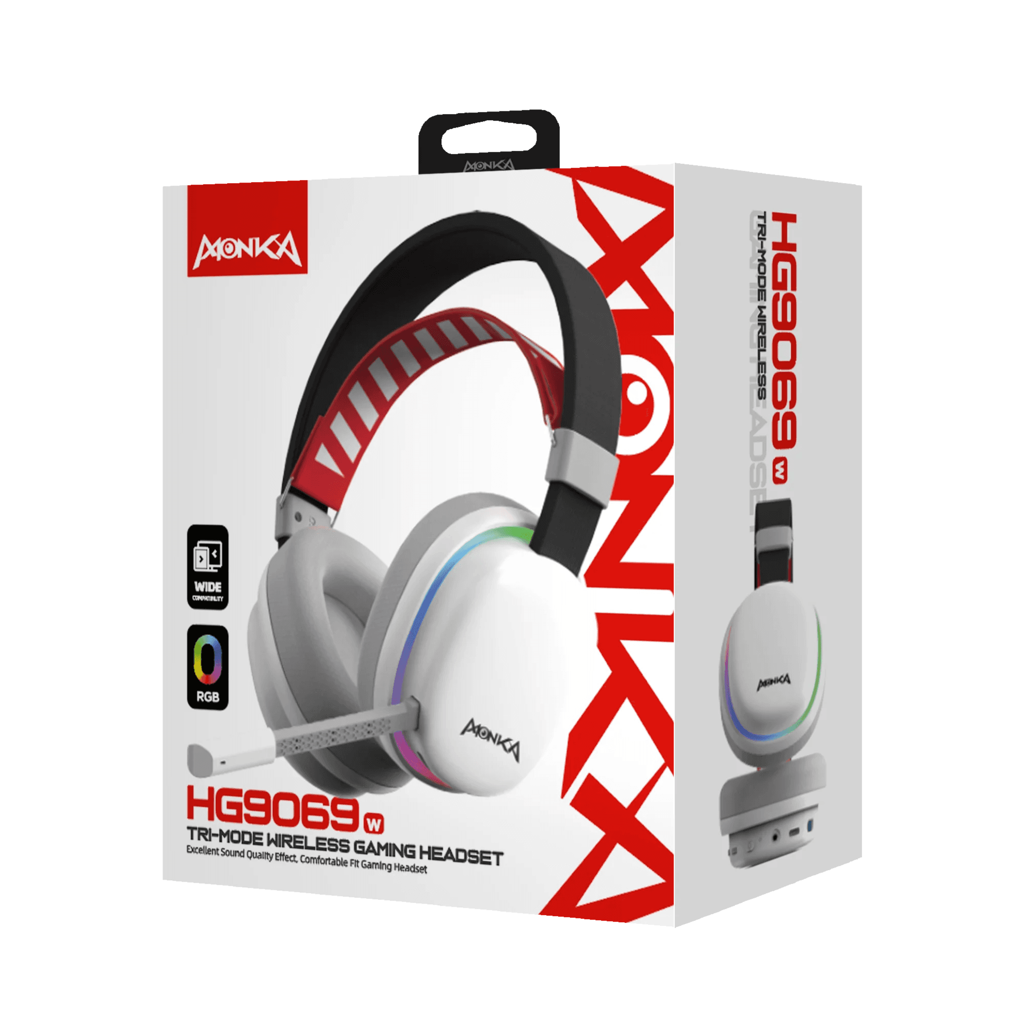 Wireless Stereo Gaming Headset with RGB Lights - Monka Echo HG9069W 