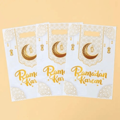 10pcs Ramadan Kareem Gift Bags - Eid Party Supplies & Candy Bags (White)