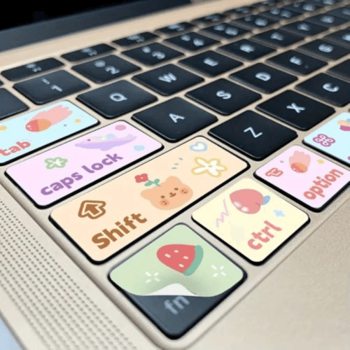 Cartoon Animal Vinyl Keyboard Stickers – Matte, Reusable