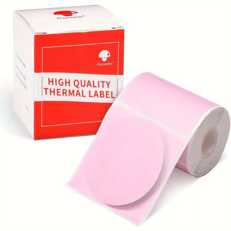 Phomemo 50×50mm Round Thermal Labels - 140 Label (Pink)