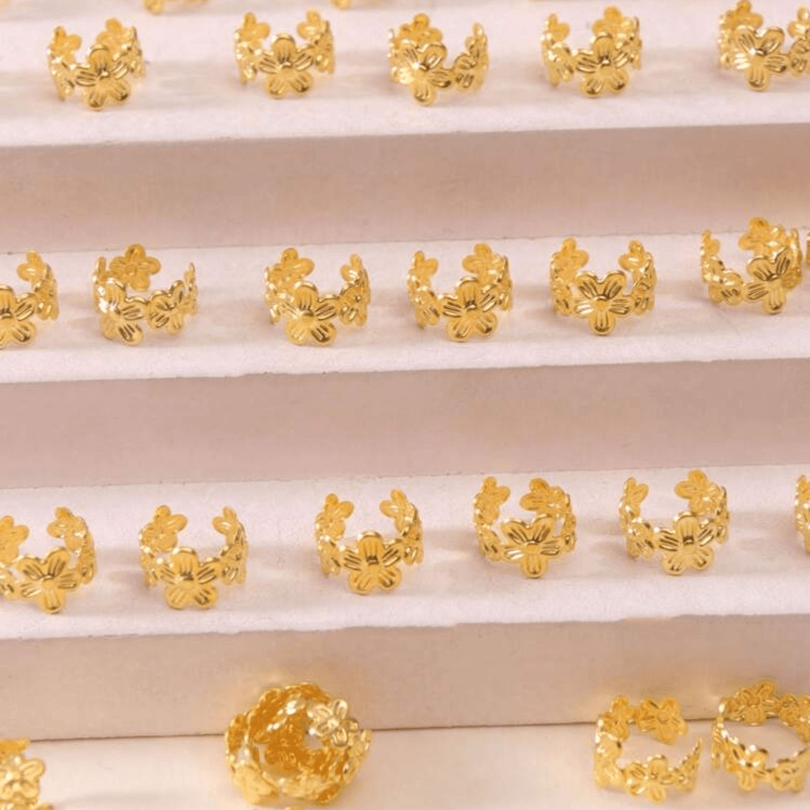 50pcs Girls' Gold Mini Flower Hair Rings, Personalized DIY Braiding Accessories, Suitable For Messy Braids