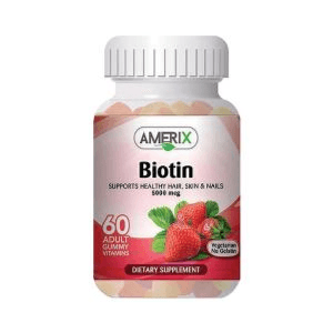 Amerix biotin 5000 mcg 60 adult gummies Support healthy hair,skin & Nails