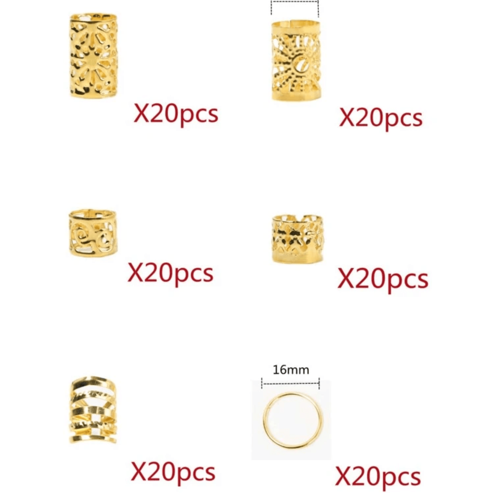 120pcs Braiding Hair Beads With Multiple Patterns