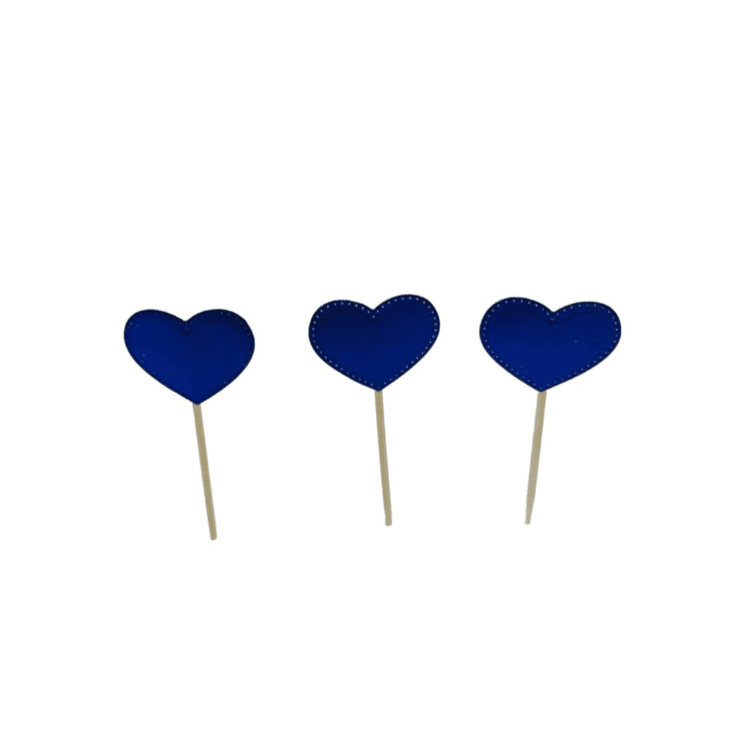 Handmade Blue Heart Cupcake Topper 12 Pieces