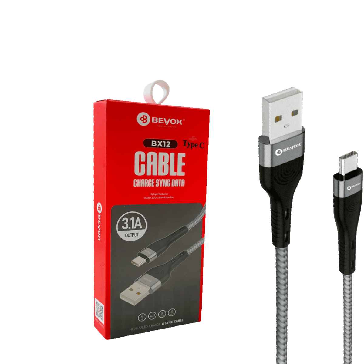 Micro USB Charging Cable Nylon Braided 3.1A Fast Charging 1 mtr (Grey) - Beyox BX12