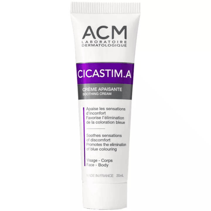 Acm Cicastim.A Soothing Cream Soothes Sensations & Promote Elimination Of Blue Color For Body And Face 20Ml