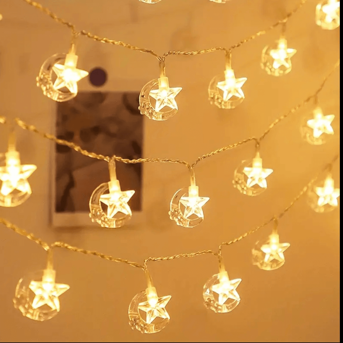 LED Ramadan & Eid Star and moon string light with battery 