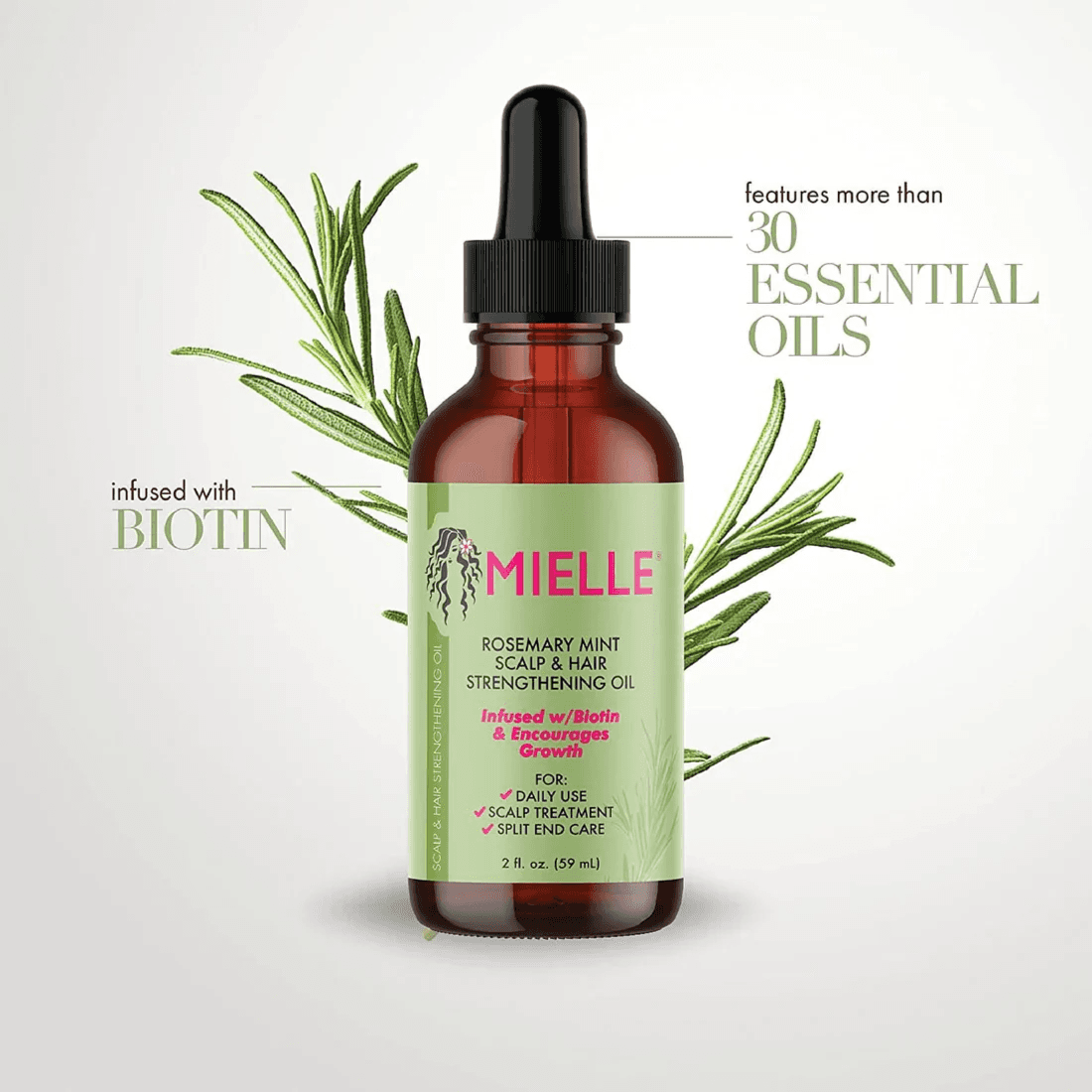 Mielle Rosemary Mint Strengthening oil for scalp & hair daily care and split end care 59ml