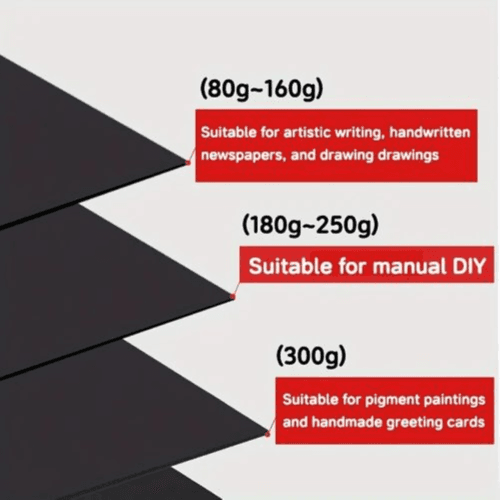 20 Sheets A3 Black Cardboard & Art Paper for Painting & Crafts (180gsm) (Black)