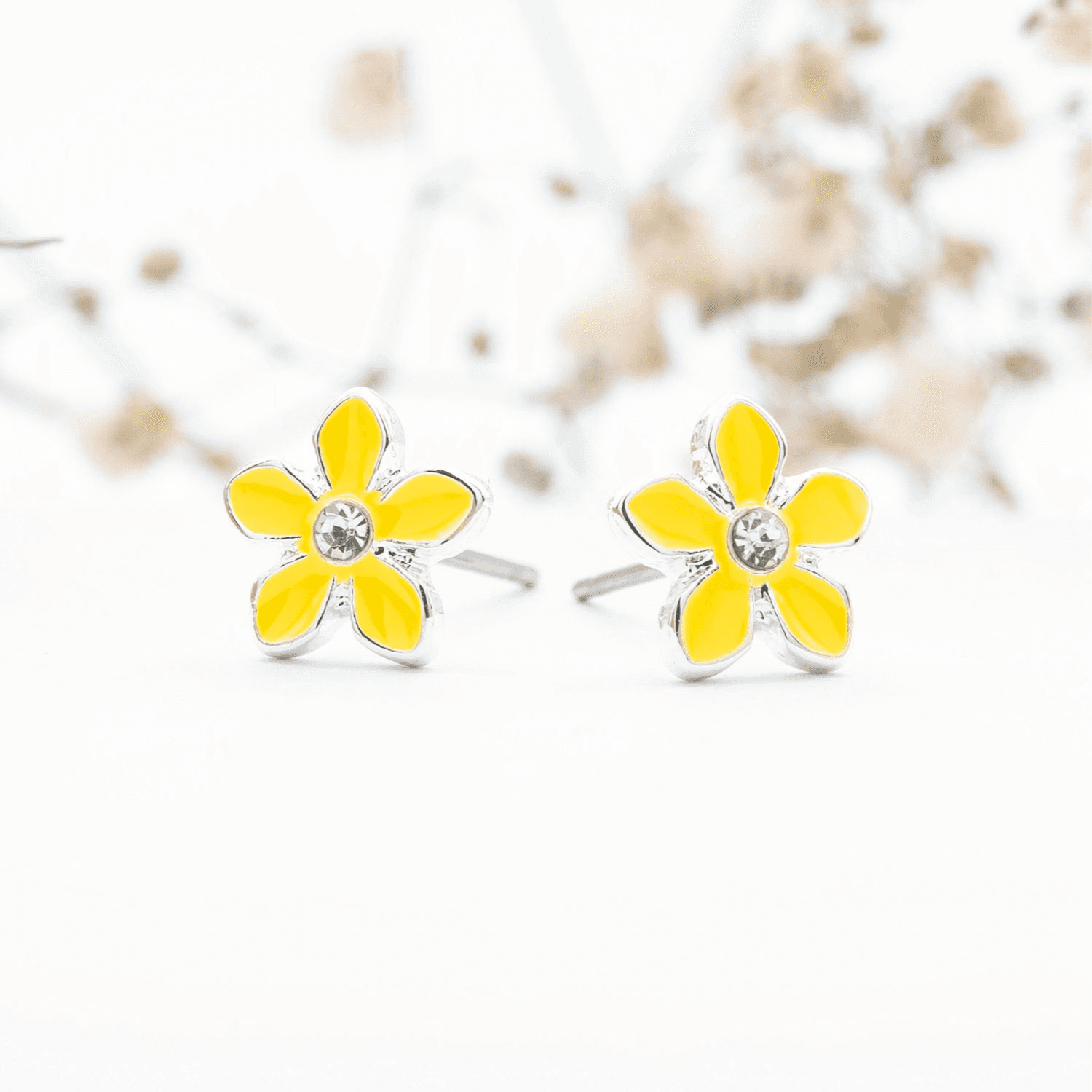 Earrings Ear Sense Kids K9 Yellow Flower Studs 