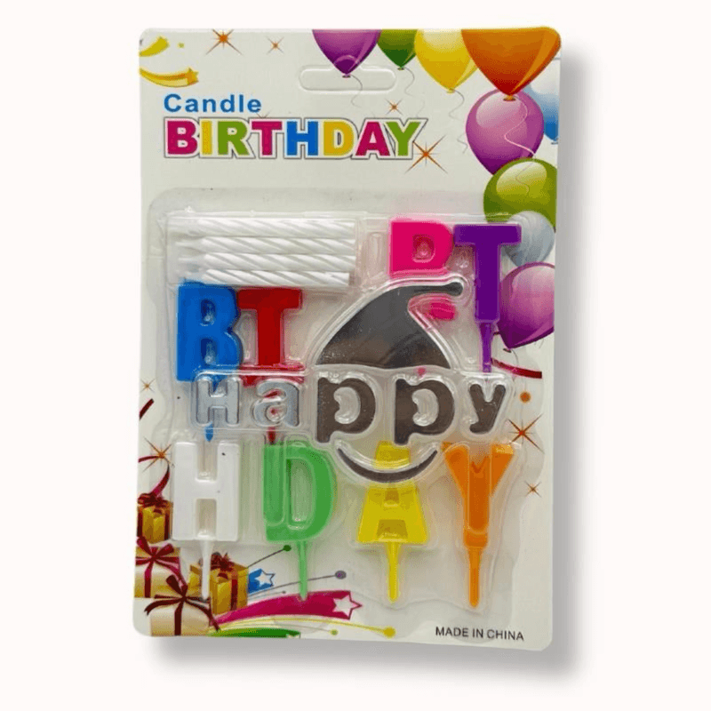 Silver Emoji Candle with Birthday Topper