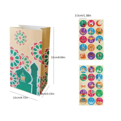 30pcs Ramadan Blessing Bags & Countdown Stickers Set