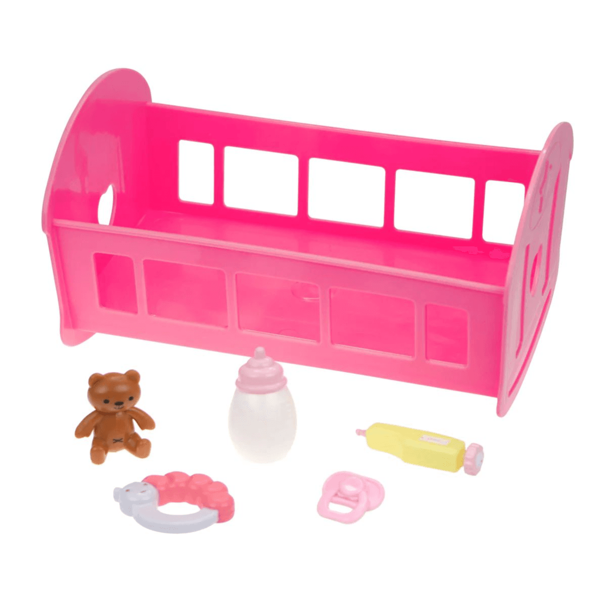 JC Toys Lil' Cutesies (9.5" inches) All Vinyl Washable Doll with Rocking Crib Gift Set