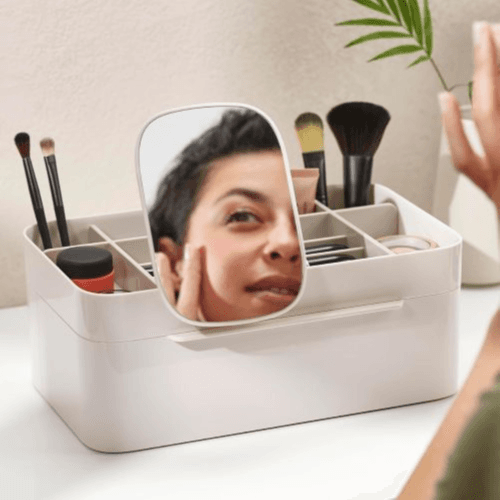 Large Cosmetic Organiser with Removable Mirror