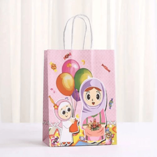 12-Pack Paper Gift Bags Ramadan Theme Assorted Festive Party Favor Bags with Handles