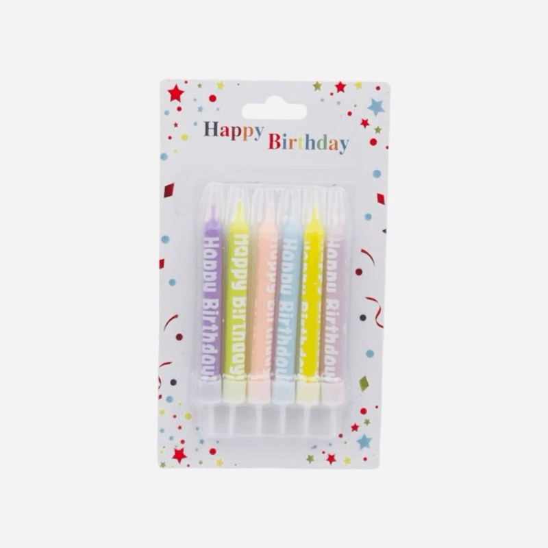 Pastel Color Happy Birthday Candle 6pcs