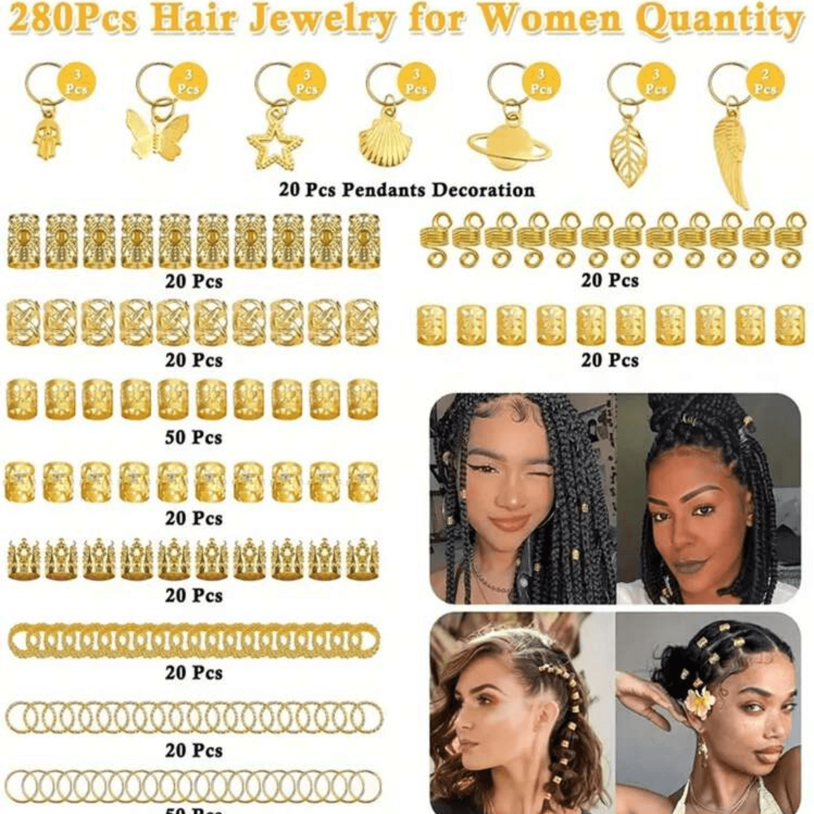 280 Pcs/Set Women's Long Hair Lock Accessories