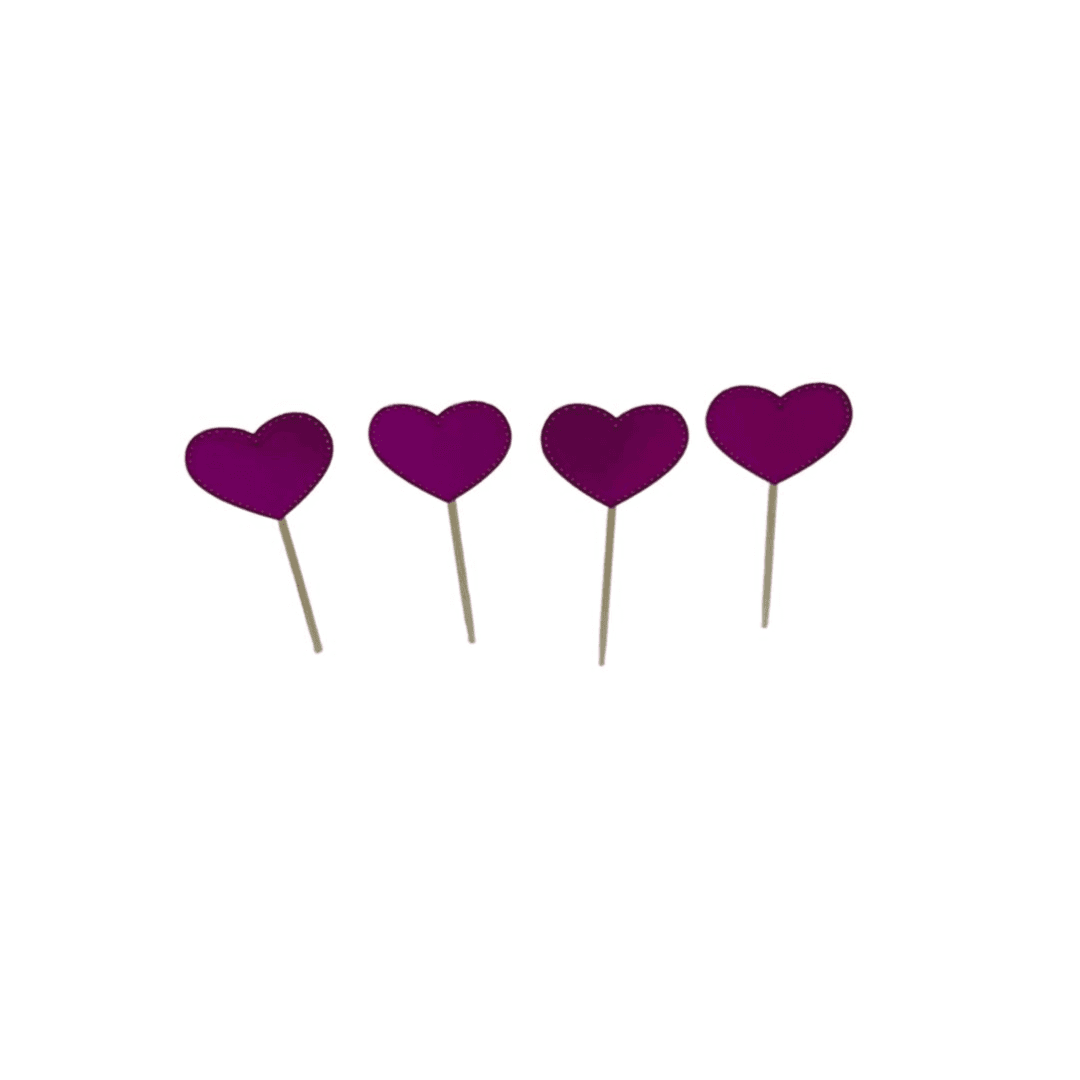 Handmade Purple Heart Cupcake Topper 12 Pieces