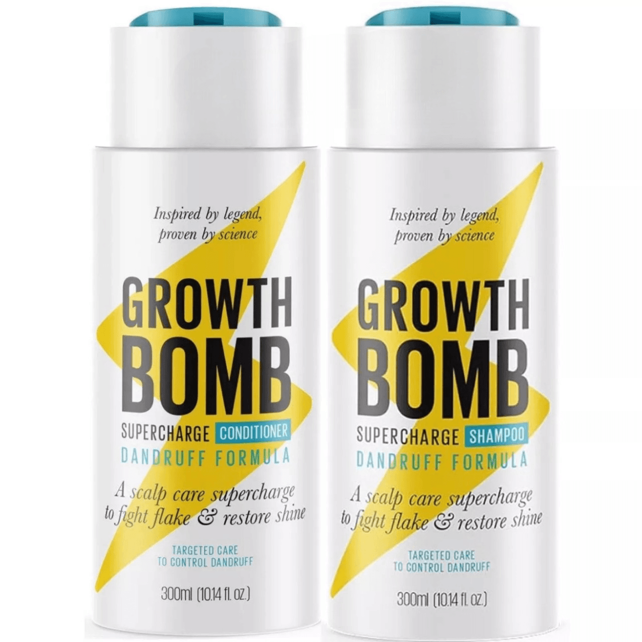 شامبو وبلسم Growth Bomb Supercharge بتركيبة مضادة للقشرة 300 مل لكل منهما.