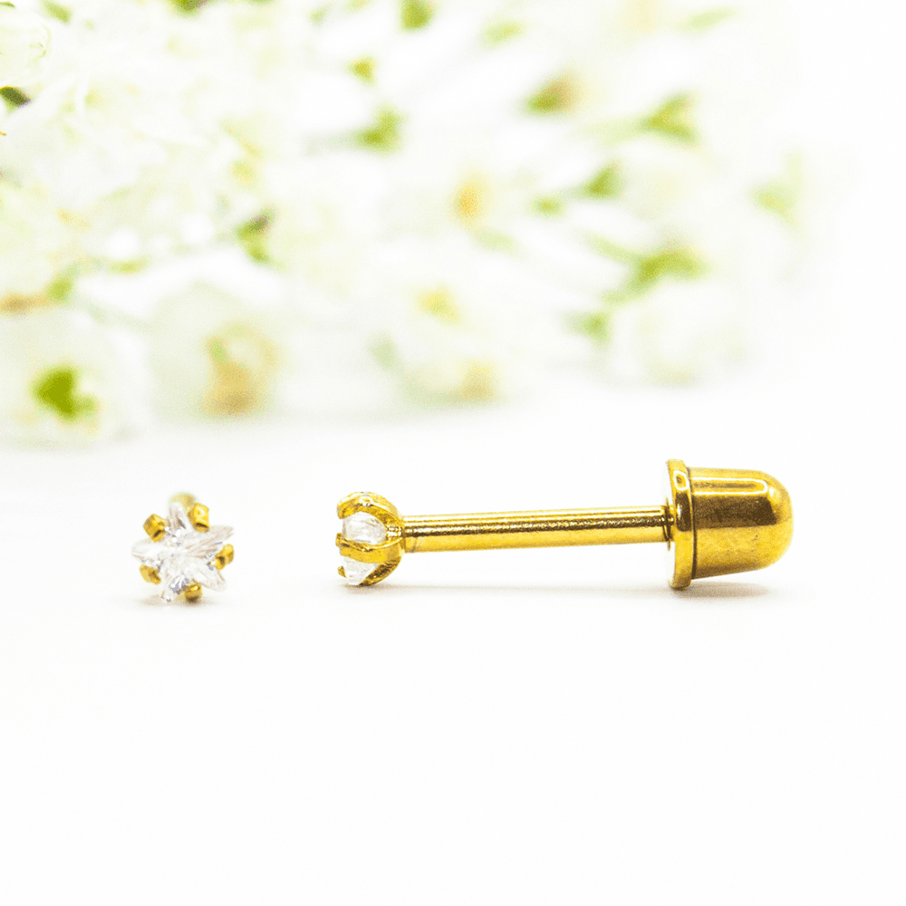 Earrings Ear Sense Baby B4 Gold Stainless Steel Star Studs 3mm