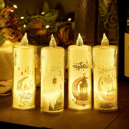 Pack of 4 LED Luminous Ramadan Candle Lights – Decorative & Festive