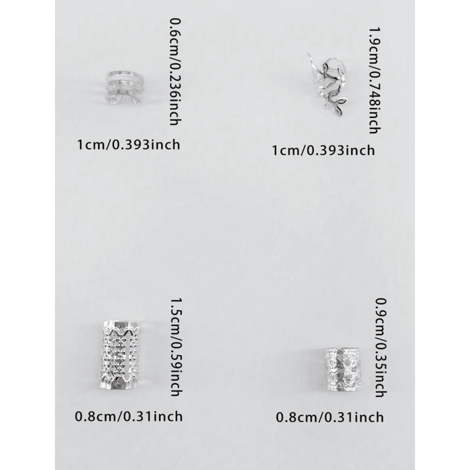 40Pcs -  Mix Hair Rings - Silver 