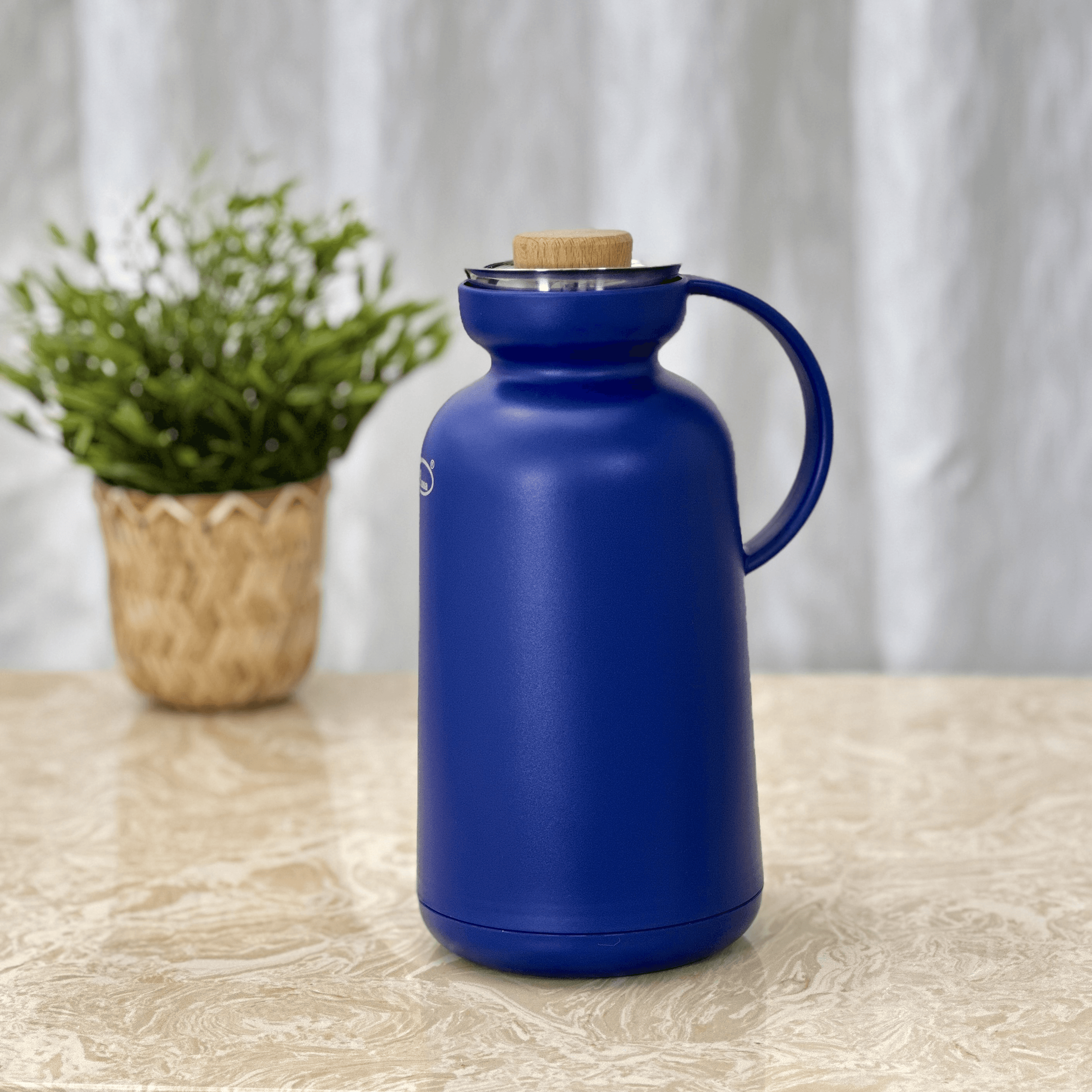 ترمس أنسا بغطاء خشبي 1.0 لتر - أزرق FK36-BL