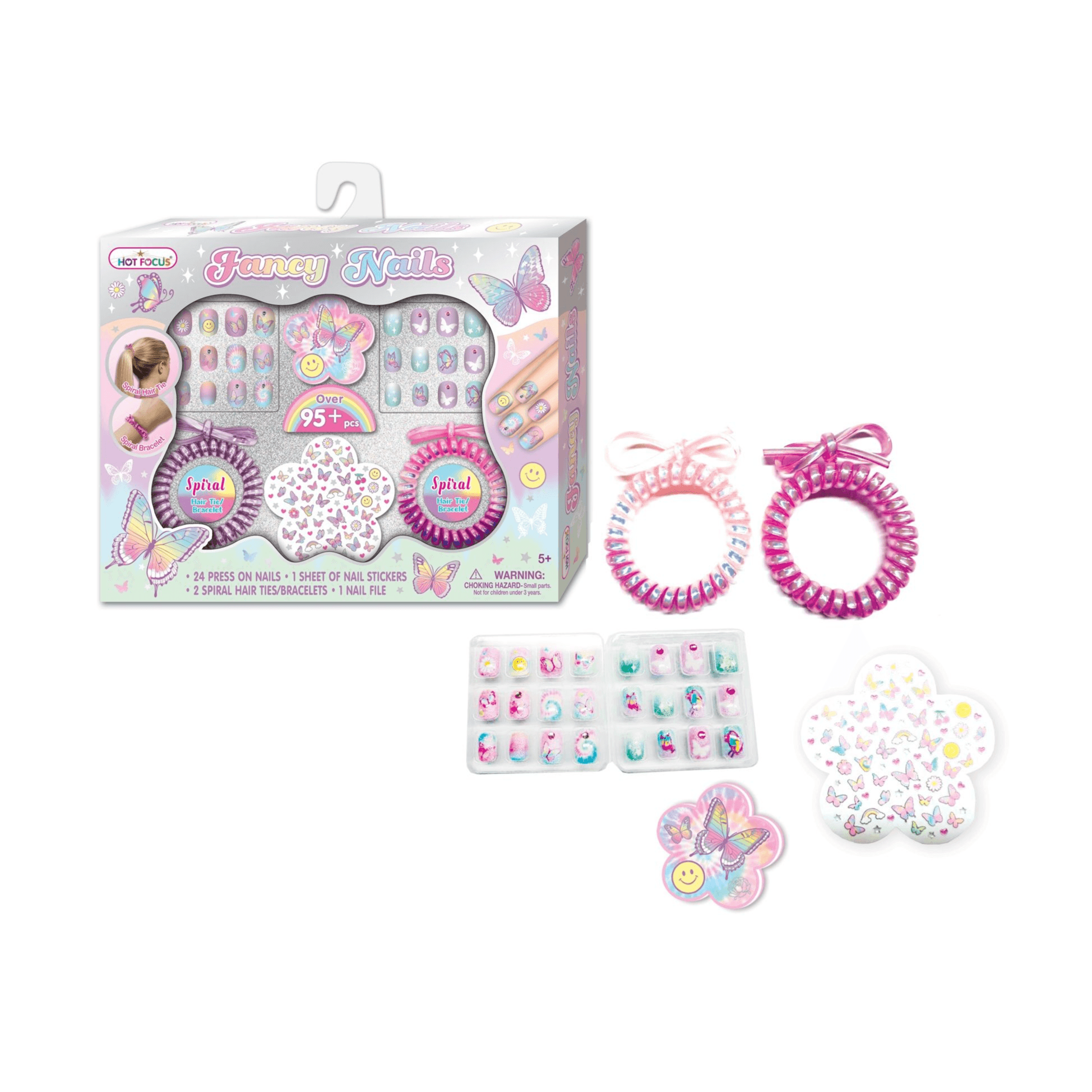 Hot Focus - Fancy Nails Tie Dye Butterfly (28-Piece)