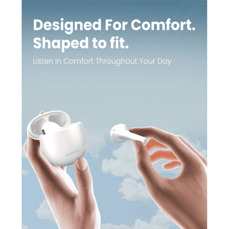 Moxedo True Wireless Earbuds S6, Bluetooth 5.3, 7 Hours Playing Time, 300mAh Charging Case, Touch Control, One Step Pairing, White, MX-TWS015-WH