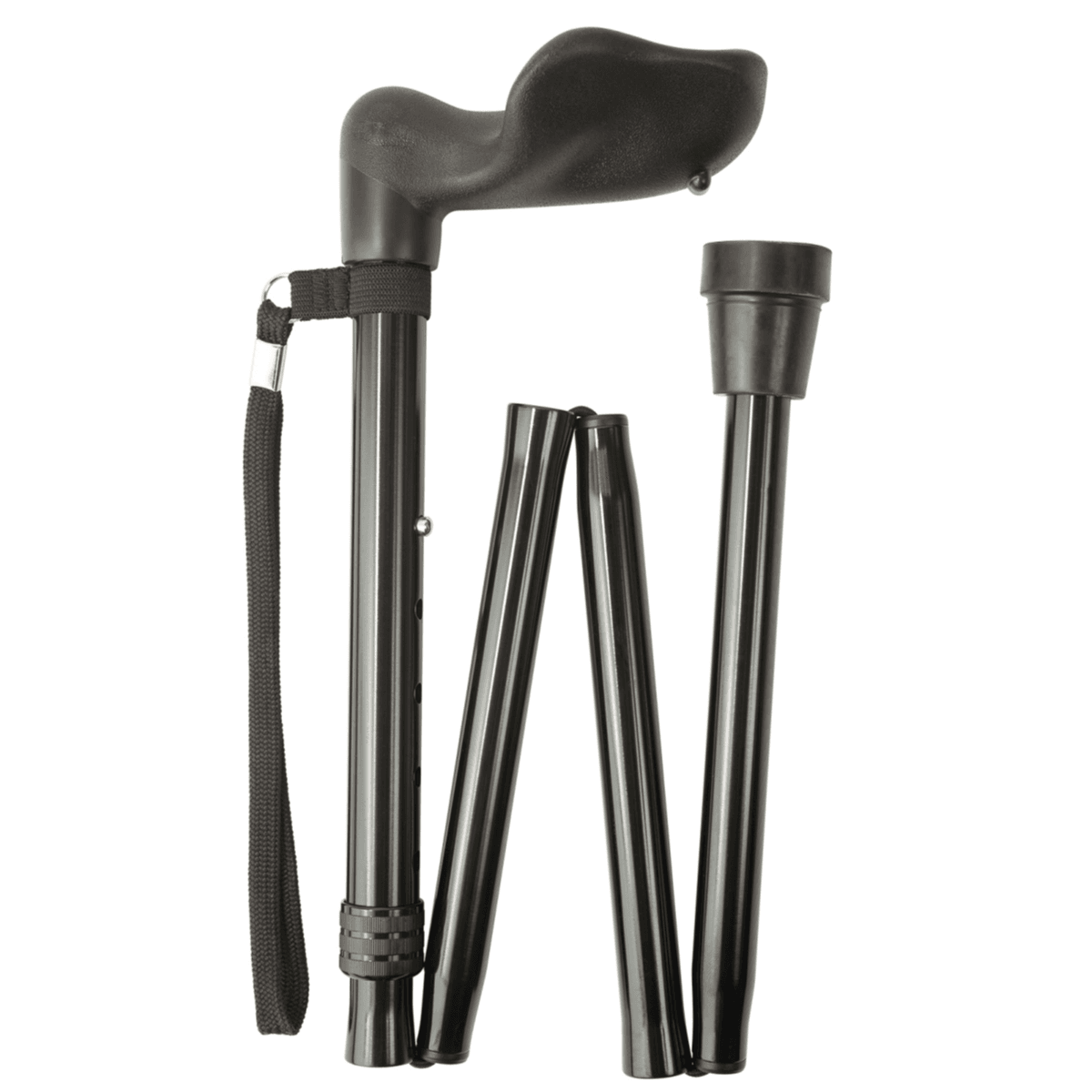 Metal Folding Walking Stick Color Black with Non slip rubber base ref-TWA949L