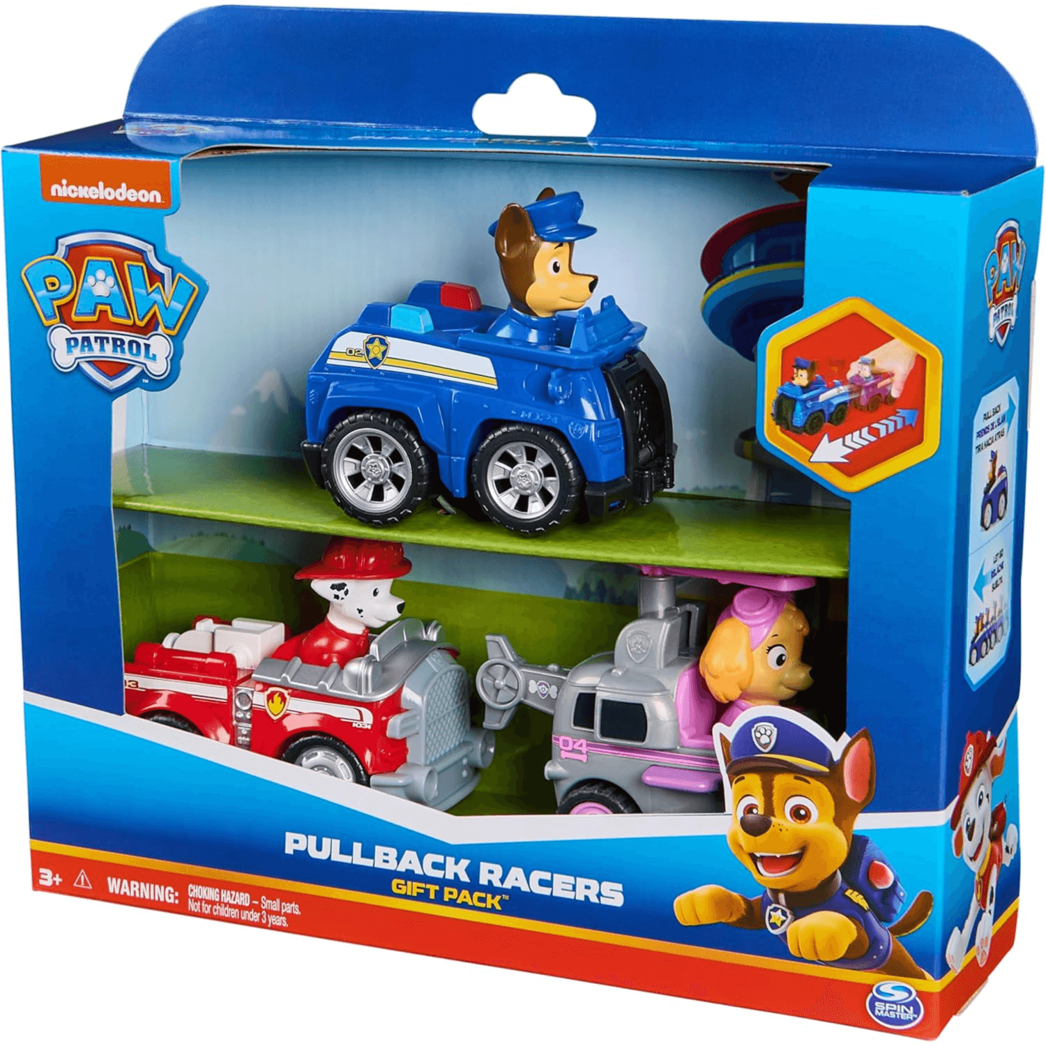 Paw Patrol Pull Back Deluxe Rescue Racers Triple Gift Pack (Chase, Marshall & Skye)
