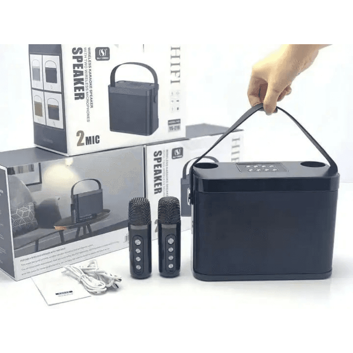 SkyDisco YS-219 Karaoke Machine with 2 Wireless Microphones Portable Speaker 30W Bluetooth - Black