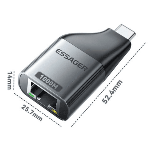 Essager RJ45 to Type-C Gigabit Ethernet Adapter – 1000Mbps, Plug & Play