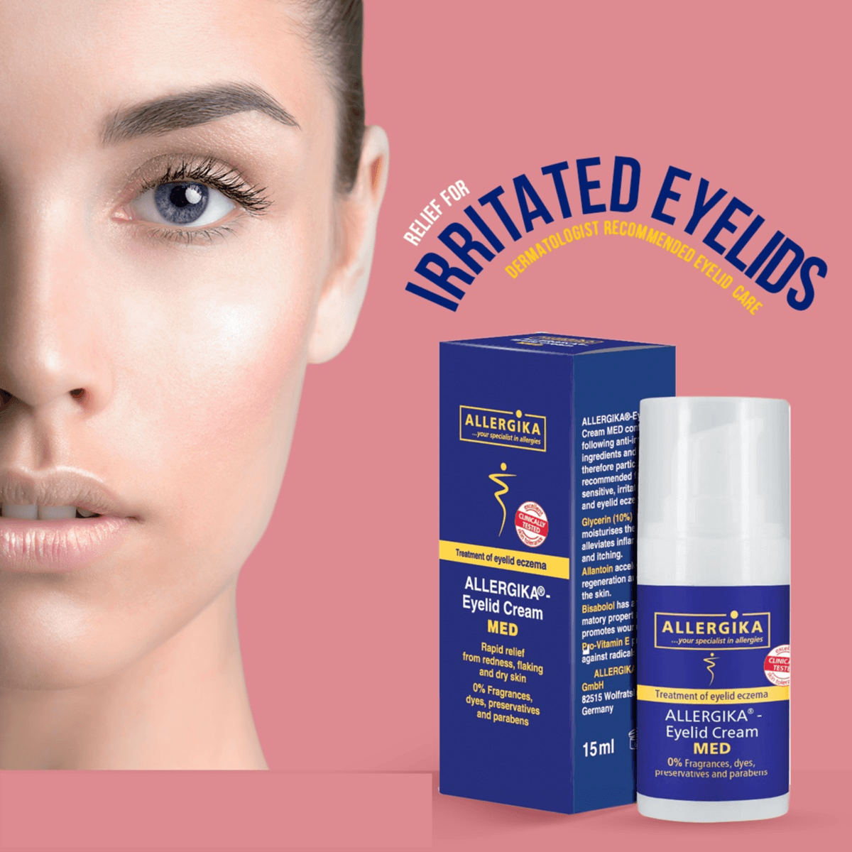 Allergika Eyelid Cream Med rapid relief for redness & dry Skin 15ml